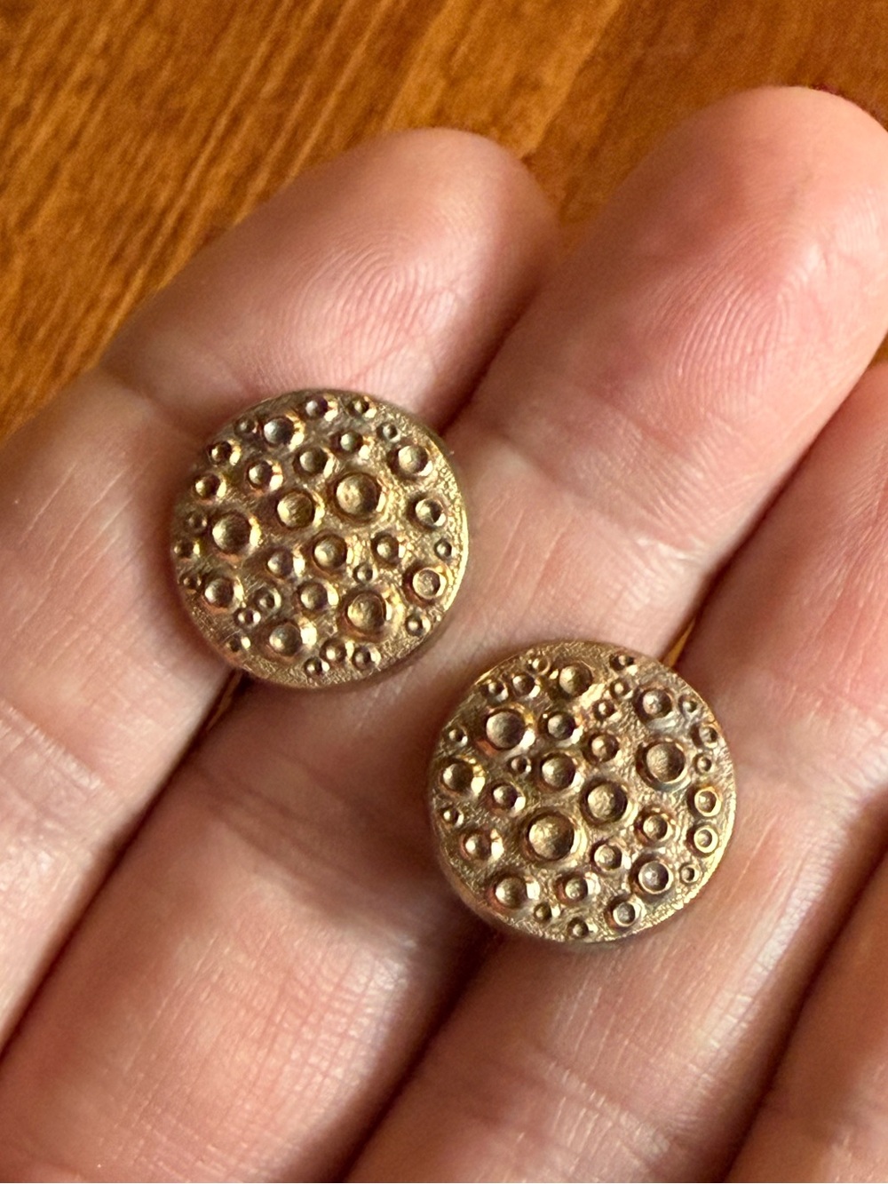 Finland Moon Cufflinks Bronze/Gold Tone Vintage Brutalist 1970’s